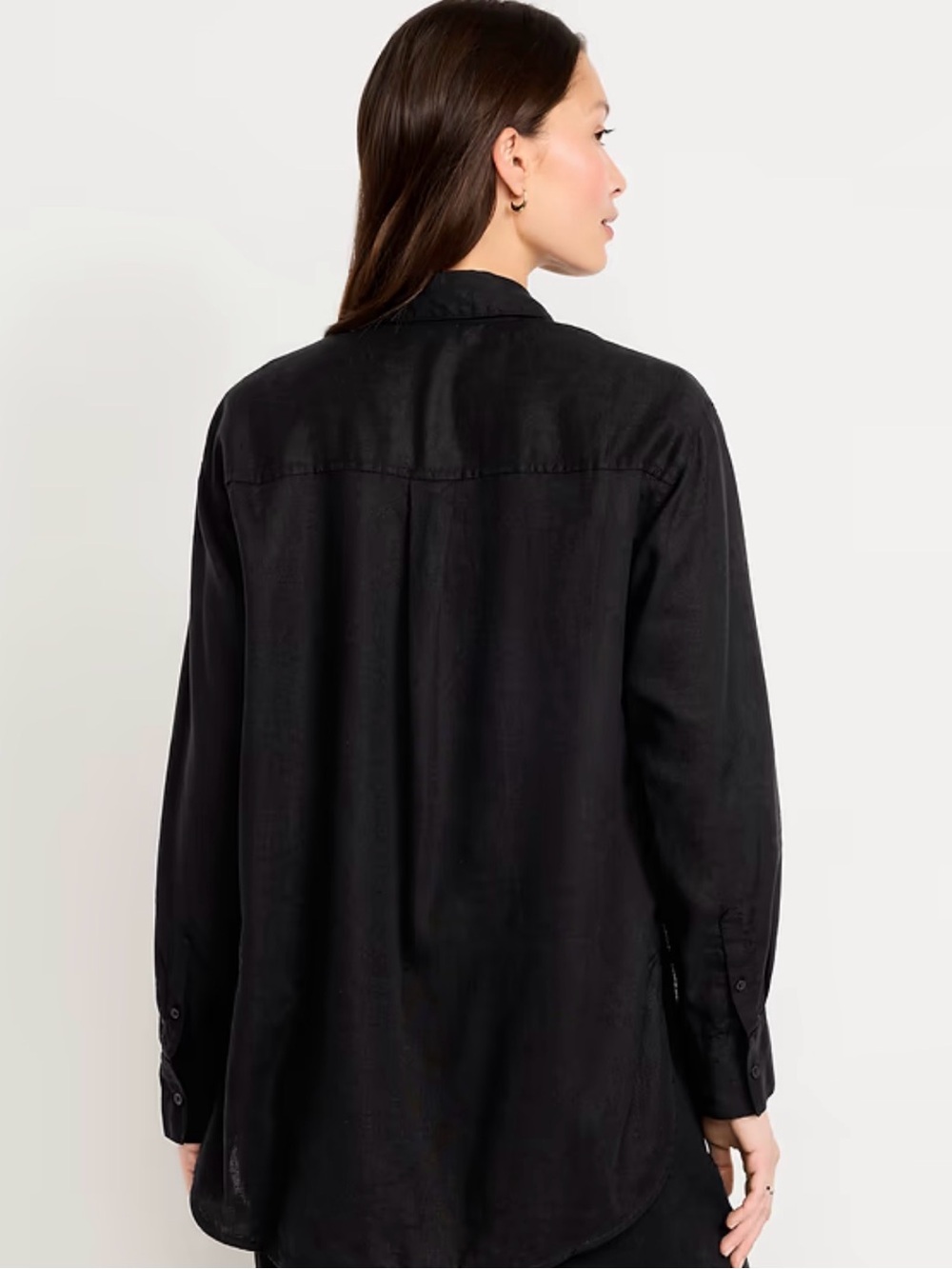 Old Navy Black Linen Boyfriend Button-Down Shirt Size XL - Picture 3 of 5